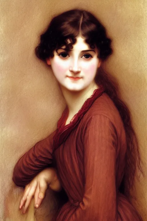 Image similar to jane austen brown hair, painting by rossetti bouguereau, detailed art, artstation