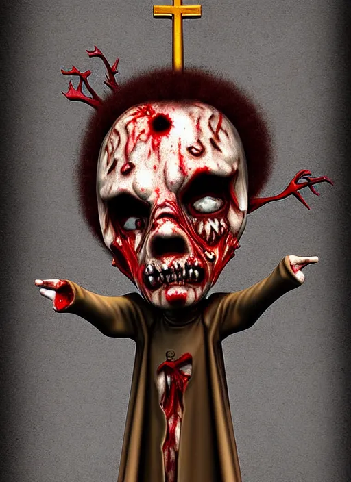 Prompt: 3 d digital art zombie priest holding bible