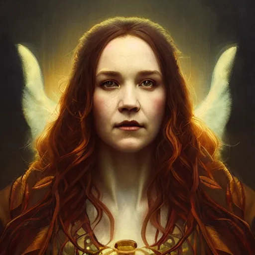 Image similar to riveting seductive oracle of delphi portrait, mysterious atmospheric lighting, painted, intricate, volumetric lighting, beautiful, rich deep colours masterpiece, golden hour, sharp focus, ultra detailed, by leesha hannigan, ross tran, thierry doizon, kai carpenter, ignacio fernandez rios