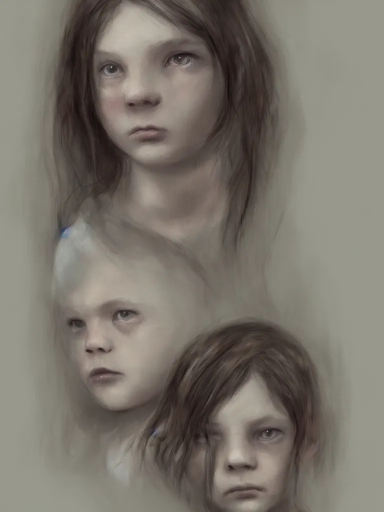 Prompt: haunting and sad girl portrait by disney concept artists, blunt borders, golden ratio