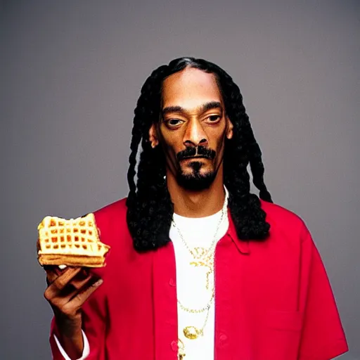 Image similar to Snoop Dogg holding a Waffle for a 1990s sitcom tv show, Studio Photograph, portrait, C 12.0