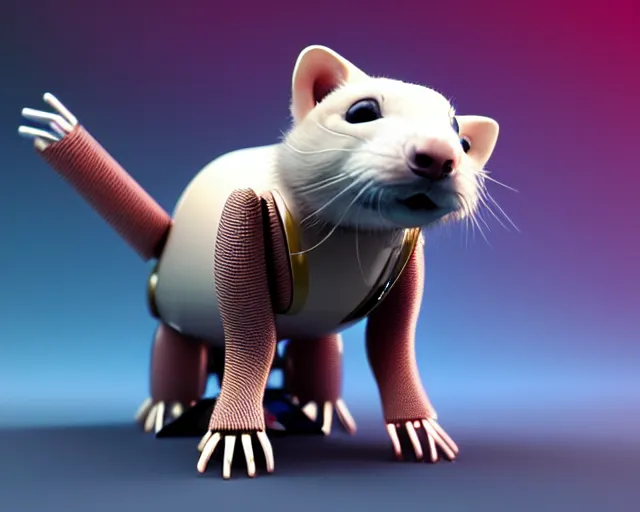 Image similar to futuristic ferret - shaped robot, 3 d octane render, cyberpunk ferret - shaped mechanical robot