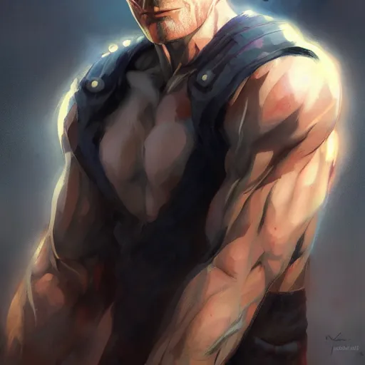 Image similar to An anime portrait of Henry Rollins, by Stanley Artgerm Lau, WLOP, Rossdraws, James Jean, Andrei Riabovitchev, Marc Simonetti, and Sakimichan, tranding on artstation