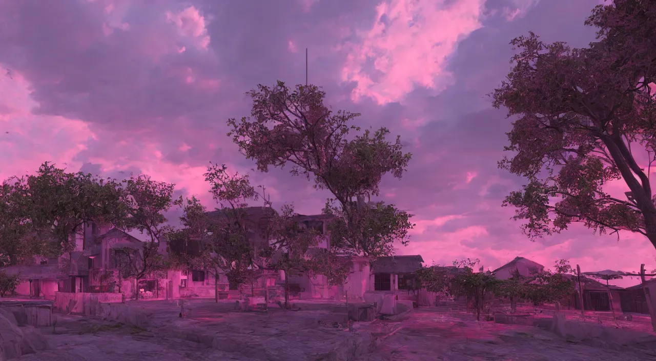 Prompt: hdr map of evening pink sky, photorealistic, hyper detailed, hyper realistic, houdini, vfx, unreal engine 4, octane render, vray render, 8 k