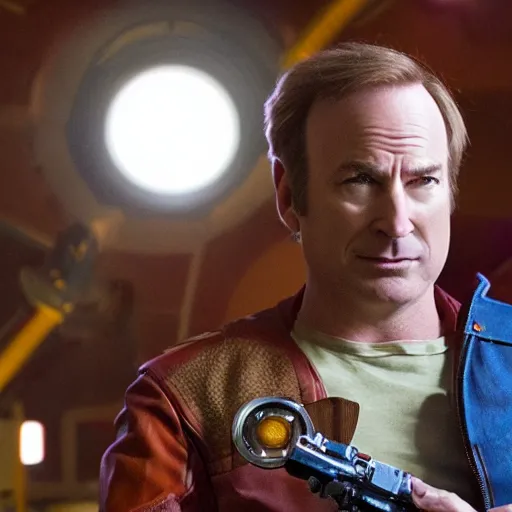 Prompt: Bob Odenkirk as Star Lord from Guardians of the Galaxy, photorealistic, cinematic lighting,