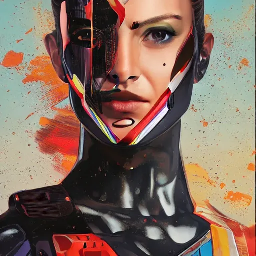 Image similar to portrait of a female android, by MARVEL comics and Sandra Chevrier, 8k