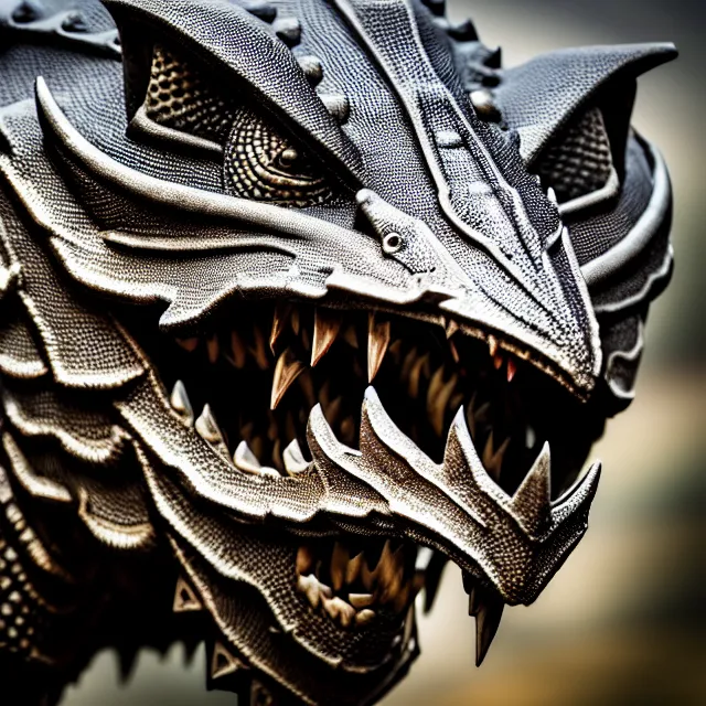 Image similar to armoured dragon, highly detailed, 8 k, hdr, smooth, sharp focus, high resolution, award - winning photo