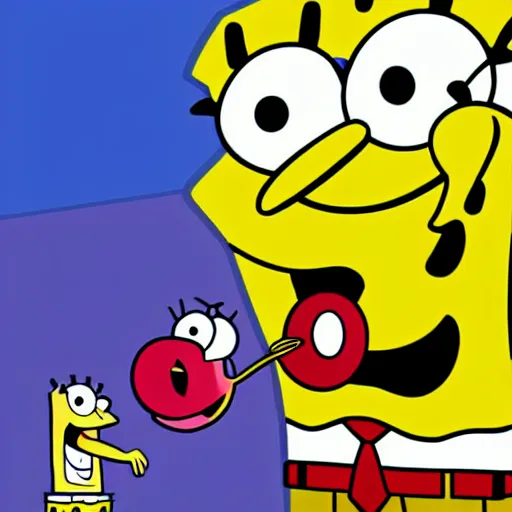 Image similar to spongebob licking a sad child, photorealistic