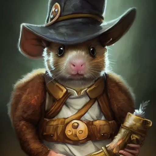 Image similar to cute little anthropomorphic Guinea Pig wearing Gangster outfit, ultra wide lens shot , tiny, small, short, cute and adorable, pretty, beautiful, DnD character art portrait, matte fantasy painting, DeviantArt Artstation, by Jason Felix by Steve Argyle by Tyler Jacobson by Peter Mohrbacher, cinematic lighting