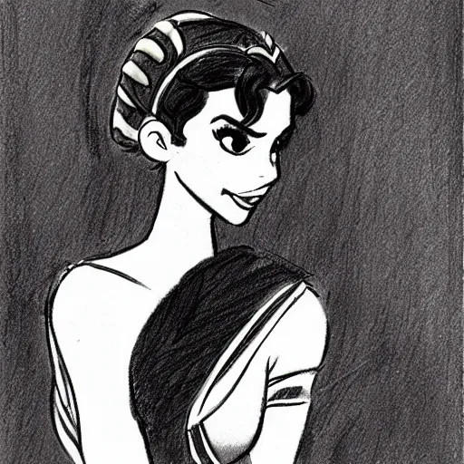 Image similar to milt kahl sketch of victoria justice as princess padme in star wars episode 3