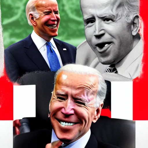 Prompt: deep - fried meme featuring joe biden