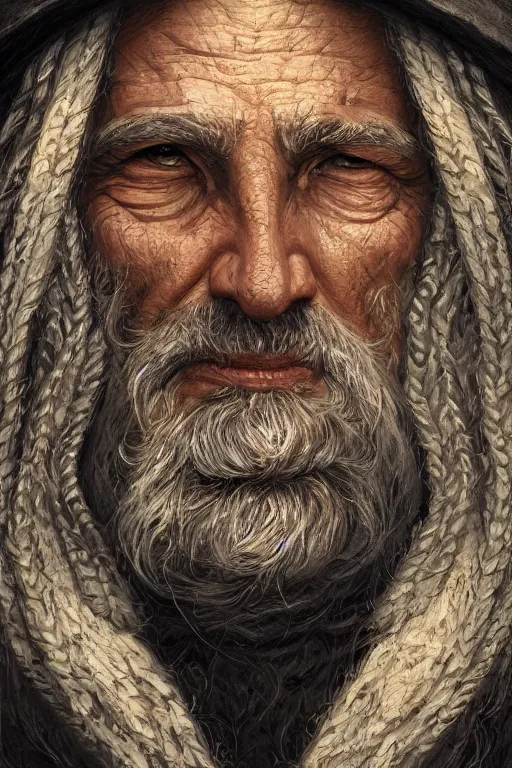 Prompt: close up portrait of an old fisherman, d & d, face, fantasy, intricate, elegant, highly detailed, digital painting, artstation, concept art, smooth, sharp focus, illustration, art by greg rutkowski