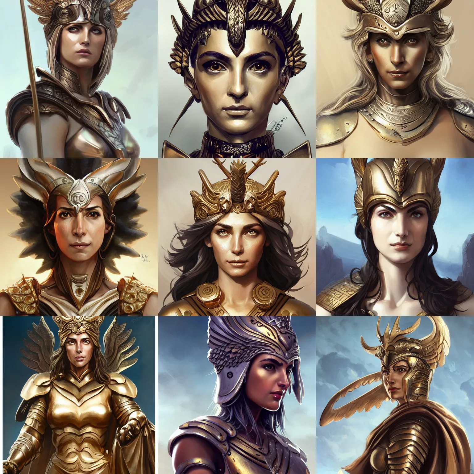 Prompt: athena, greek goddess, claudia black, art by artgerm and greg rutkowski and magali villeneuve, bronze greek armor, owl crown, d & d, fantasy, portrait, highly detailed, headshot, digital painting, trending on artstation, concept art, sharp focus, illustration