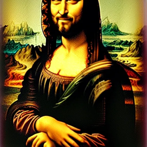 Image similar to jesus, monalisa, transformation, smile