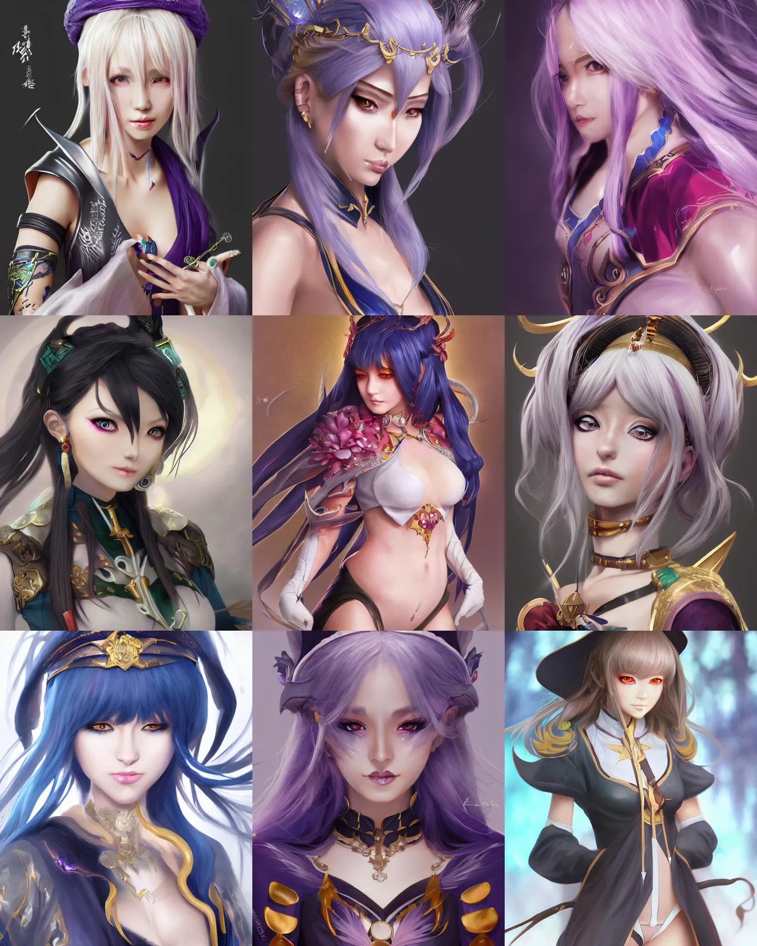 Prompt: A beautiful sorceress, official Genshin Impact character concept, anime, kawaii, photorealism, by Artgerm and Sakimichan, professional character designer, trending on Artstation, deviantart, highly detailed, cgsociety