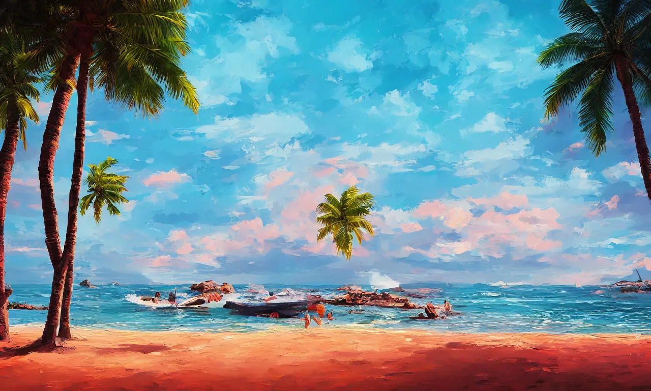 Image similar to paradise beach by alena aenami artworks in 4 k