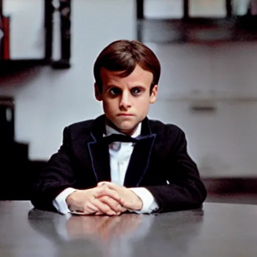 Image similar to child Emmanuel Macron in American Psycho (1999)