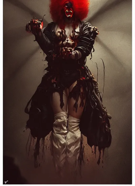 Image similar to a photorealistic dramatic hyperrealistic render of an eerie spawn comic supervillain character the evil clown violator by wlop, greg rutkowski, alphonse mucha, beautiful dynamic dramatic dark moody lighting, shadows, cinematic atmosphere, artstation, concept design art, octane render, 8 k