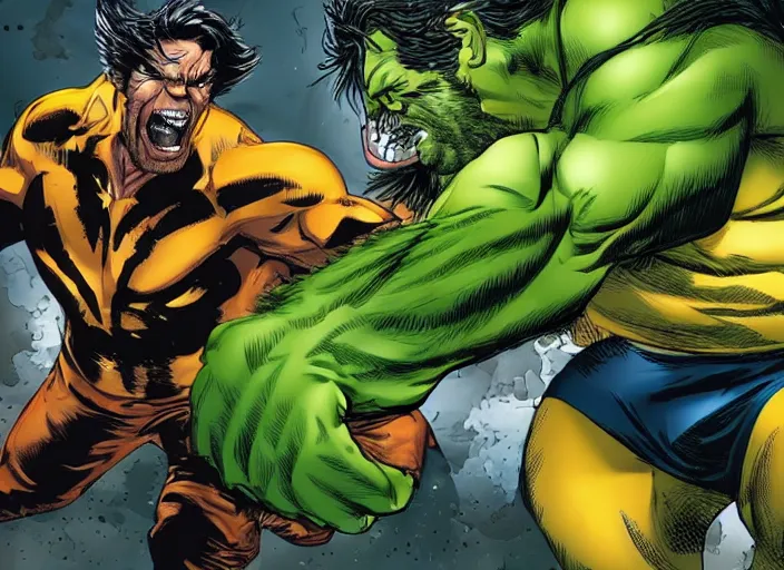 Image similar to wolverine fighting hulk