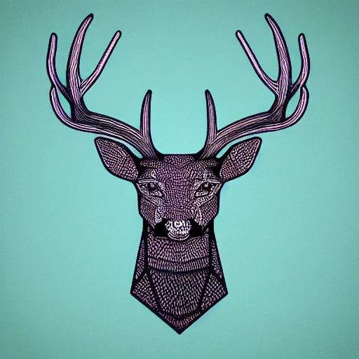 Prompt: deer head, 2 d low polygon art, symmetric art, blue, vector art