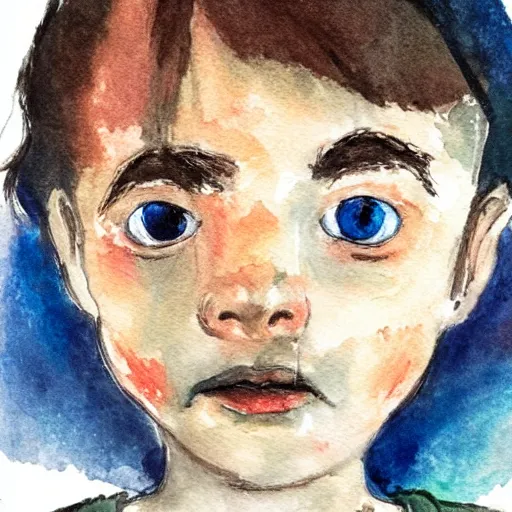 Image similar to a closeup portrait of a desperate face, water color