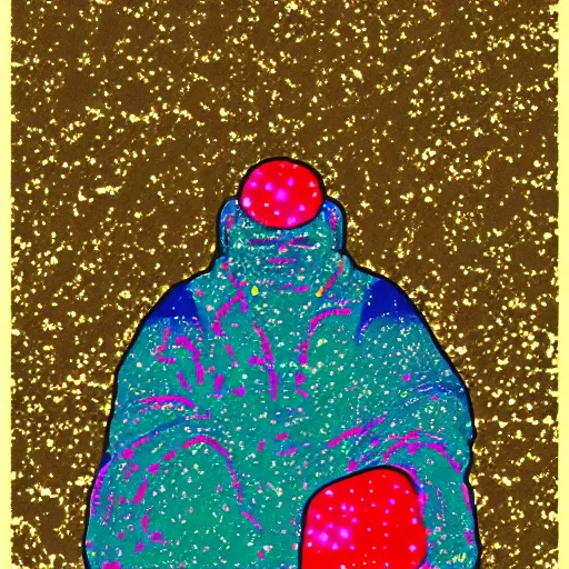 Image similar to hotei budai sketch by egon schiele glitter glitch datamosh minimalism