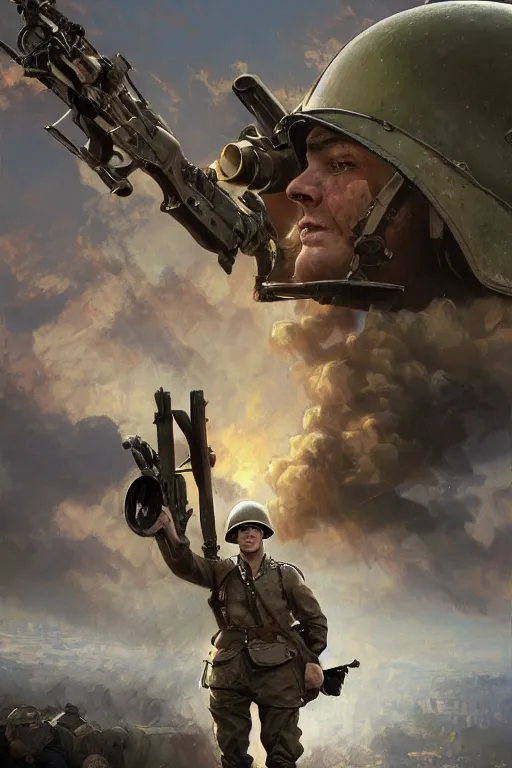 Image similar to war field of wwii, detailed, 8 k, trending on artstation, smooth, sharp focus artwork by mark arian, artgerm, mark keathley, greg rutkowski and alphonse mucha