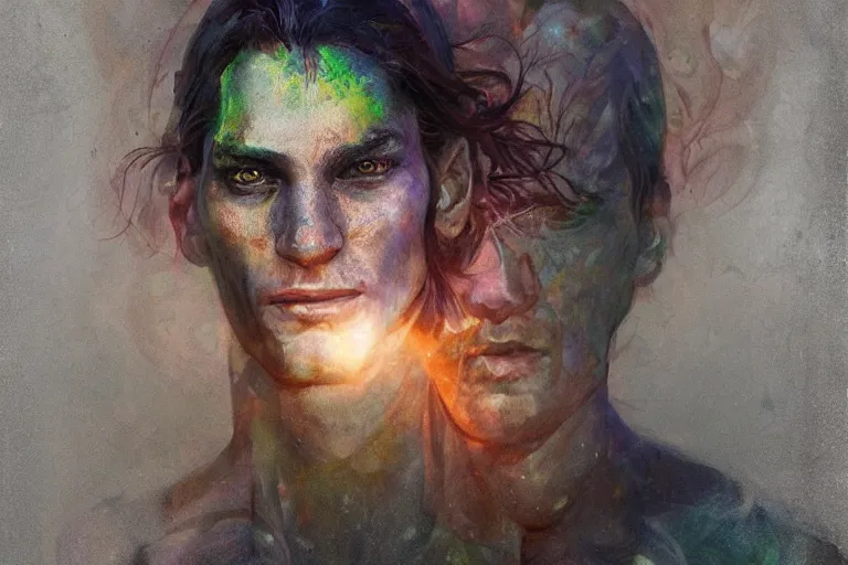 Image similar to full-length portrait of psychedelic shaman under fire light, highly detailed, sharp focused, ultra realistic digital concept art by Alyssa Monks, Charlie Bowater