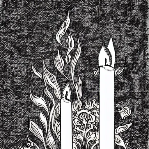 Image similar to concept art of a Victorian detailed print | victorian | candle flame | black and white color scheme by David Carson