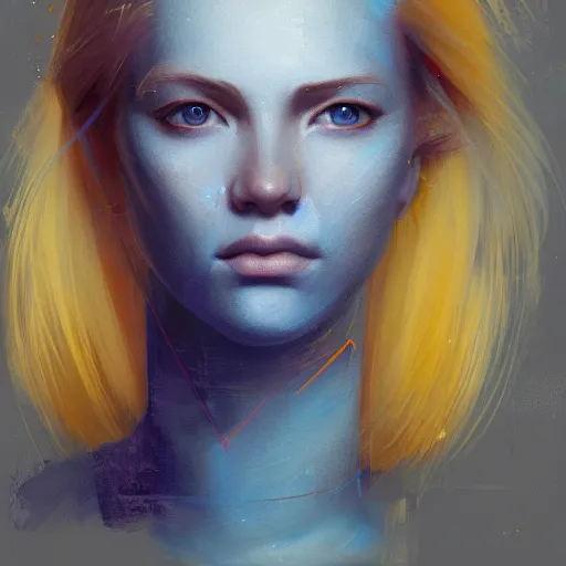 Image similar to Beautiful girl with a blond hair and blue eyes profile picture by Greg Rutkowski, asymmetrical, Organic Painting , Matte Painting, geometric shapes, hard edges, street art, trending on the artstation, realistic:2 by Sachin Teng:4, blur: -4