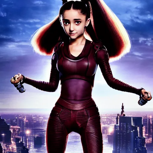 Image similar to ariana grande as alita in alita : battle angel, 8 k resolution, cinematic lighting, anatomically correct