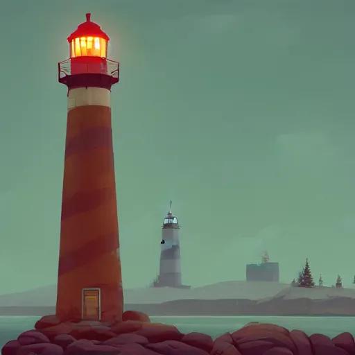 Image similar to lighthouse by simon stalenhag