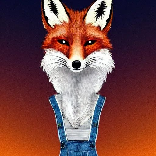 Prompt: A fox wearing a t-shirt and jeans, digital art
