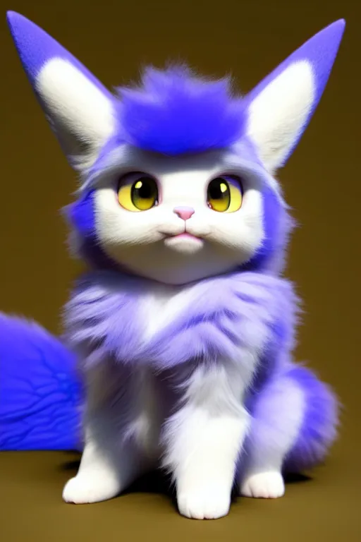 Image similar to high quality 3 d render hyperrealist very cute multipastel fluffy! chimera! cat hybrid with detailed fluffy wings!!, vray smooth, in the style of detective pikachu, hannah yata charlie immer, dramatic blue light, low angle, uhd 8 k, sharp focus