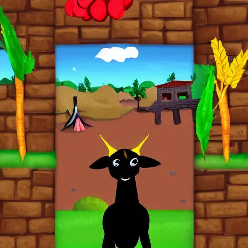 Image similar to a black goat in viva pinata, screenshot