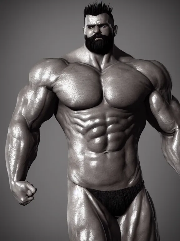 Image similar to a muscular man posing in a seductive way, big beard, bold, hyperrealistic, concept art, octane render, unreal engine 5, trending on artstation, high quality, 8 k, anatomically correct, five fingers, digital art, symmetrical, low contrast, epic scene, cinematic, dramatic lighting, high coherence