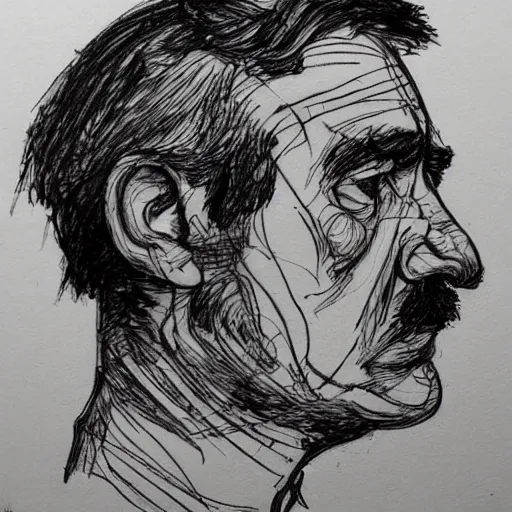 Image similar to a realistic yet scraggly portrait sketch of the side profile of a stern and sophisticated the medic, trending on artstation, intricate details, in the style of frank auerbach, in the style of sergio aragones, in the style of martin ansin, in the style of david aja, in the style of mattias adolfsson
