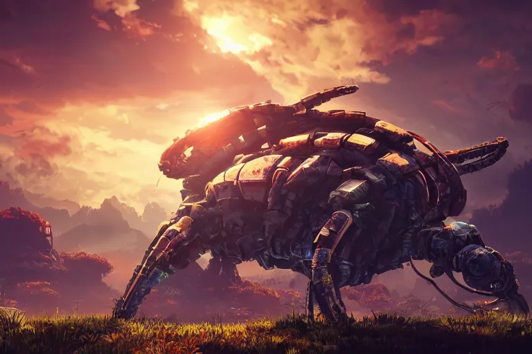 Image similar to shellsnapper machine mecanical creature robot of horizon forbidden west horizon zero dawn bioluminiscence global illumination ray tracing hdr fanart arstation by ian pesty and alena aenami artworks in 4 k