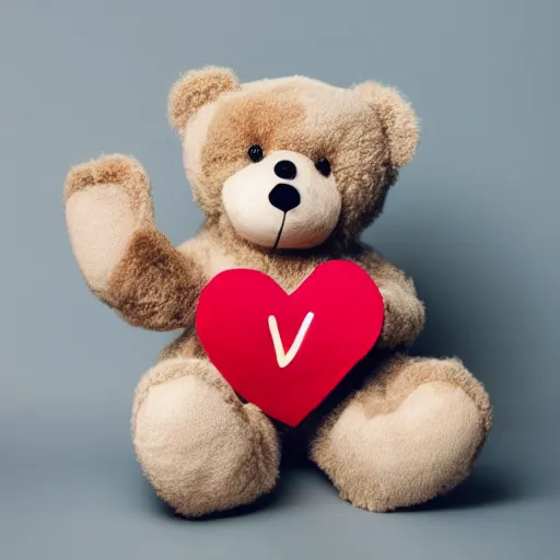 Prompt: a teddybear holding a heart in its hands