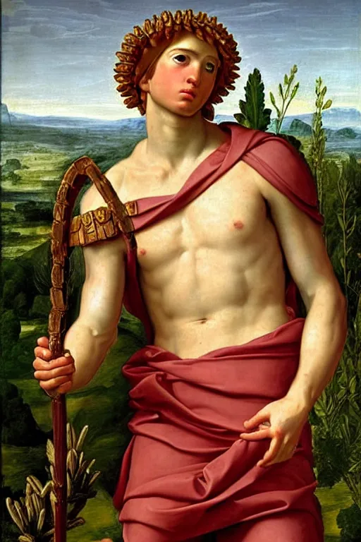 Image similar to renaissance painting of spartan, portrait, face closeup, emotions closeup, dressed in spartan armour, the beautiful garden with liliac bush everywhere, ultra detailed, art by guido reni style, vincenzo catena style