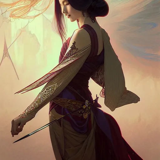 Image similar to Kaguya Ōtsutsuki, D&D, fantasy, intricate, elegant, highly detailed, digital painting, artstation, concept art, matte, sharp focus, illustration, art by Artgerm and Greg Rutkowski and Alphonse Mucha