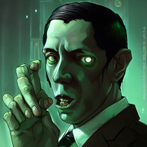 Prompt: H.P. Lovecraft as Cthulhu, a monster that looks like HP Lovecraft and Cthulu, half-man, half-monster, ambient lighting, 4k, anime key visual, lois van baarle, ilya kuvshinov, rossdraws, artstation