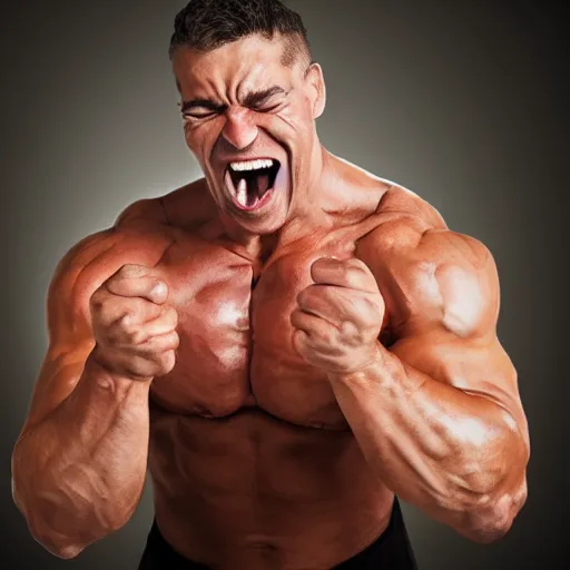 Image similar to bodybuilder man tickled by feathers, photorealistic, high detail