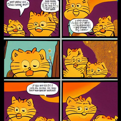 Prompt: garfield the cat, end of time, explosion