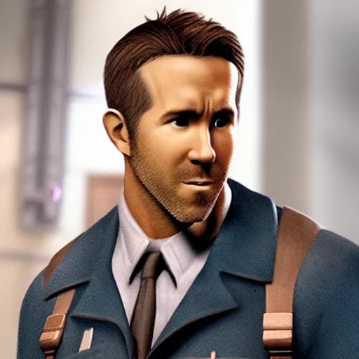 Prompt: Film still of Ryan Reynolds, from Team Fortress 2 (2007 video game)