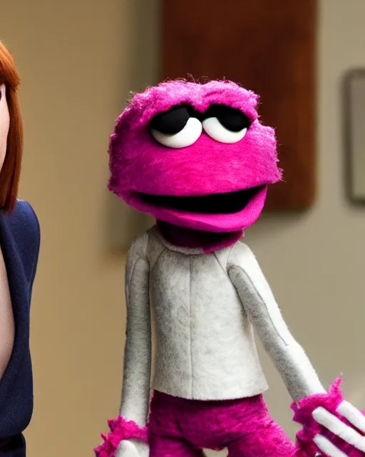 Image similar to erin hannon as a muppet. highly detailed felt. hyper real photo. 4 k.