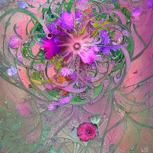 Image similar to flowers wall and eys, artstation, intricate, highly detailed, digital painting, concept art, sharp focus