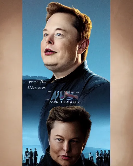 Image similar to musk ( 2 0 2 4 ), eric stonestreet is technology mogul elon musk, minimal movie poster, solid colors, silhouettes, digital art