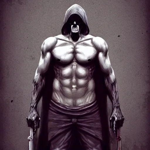 Prompt: Grim Reaper, creepy, muscled, horror, gay, pride, artstation