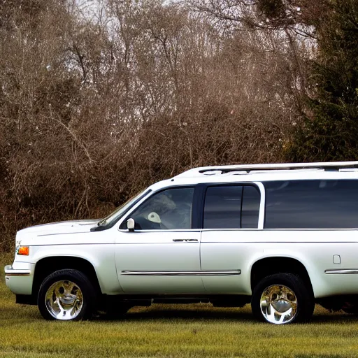 Image similar to 2001 Chevy suburban, car photography, white car